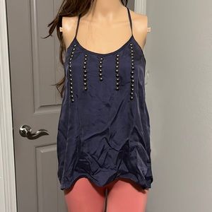 Spaghetti strap deep blue tank top